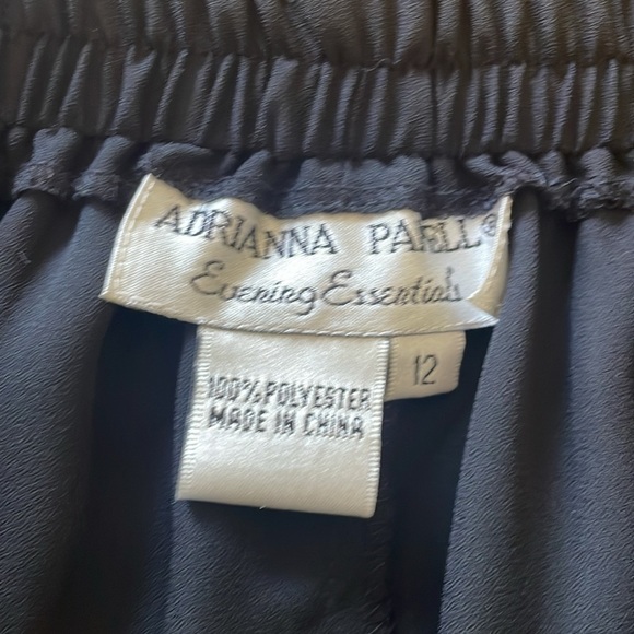 Adrianna Papell Black Wide Leg Elastic Waist Layered Chiffon Panel Pants 12 - Picture 5 of 7